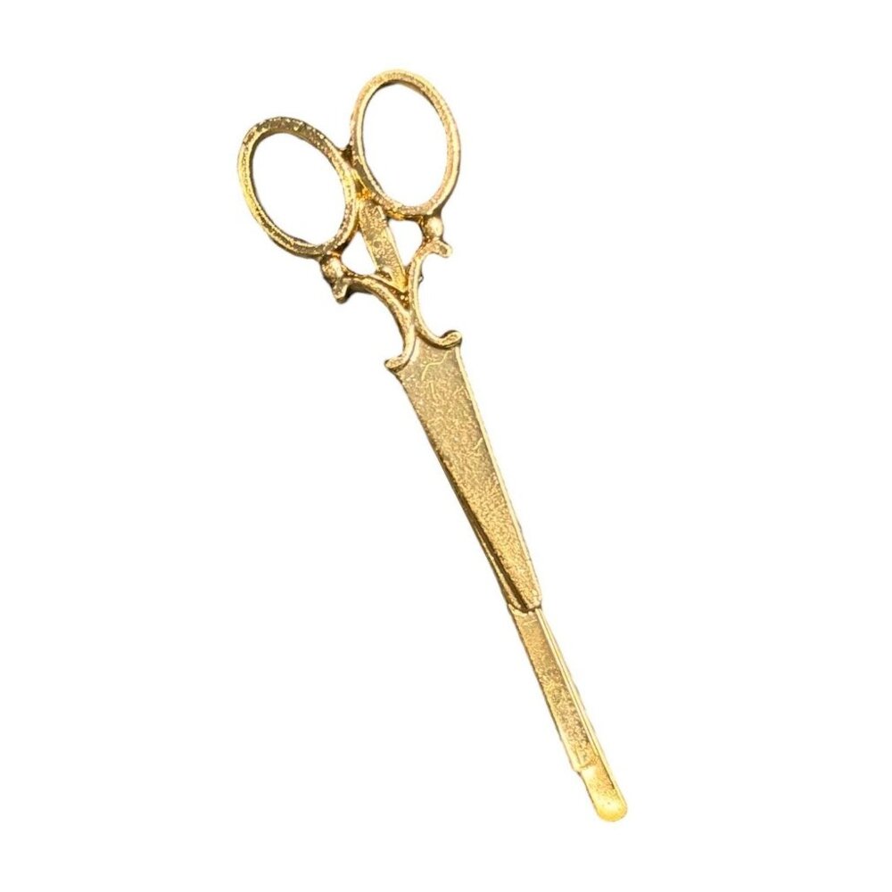 METAL SCISSOR HAIR BARRETTE (GOLD)